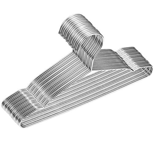 Baby Hangers, 50 Pack Stainless Steel 12.6 Inch Heavy Duty Non-Slip Space Saving Coat Hangers for Kids Children Toddler Clothes
