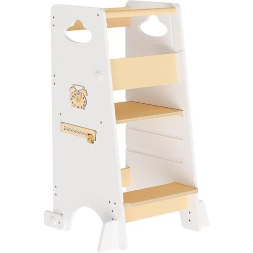 Toddler Standing Tower with Safety Rail - 3-in-1 Adjustable Montessori Kitchen Step Stool for Kids 1-6, Super Stable with Anti-Slip Base, Convertible to Highchair & Activity Center
