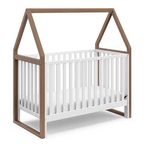 Storkcraft Orchard 6-in-1 Convertible Crib (Hazelnut with White) – GREENGUARD Gold Certified, Converts to Toddler Bed, Full-Size Bed, Playhouse Bed, and Daybed, Fits Standard Full-Size Crib Mattress