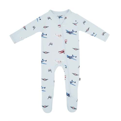 Zippered Footie in Vintage Planes