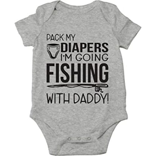 AW Fashions Pack My Diapers, I'm Going Fishing With Daddy Baby Bodysuit Newborn Boy Outfits Cute Romper