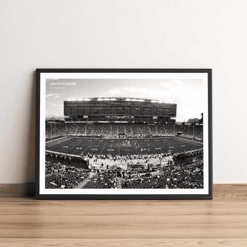 Levi's Stadium San Francisco 49ers NFL Football Stadium Print, black white art print, football photo, nfl wall art