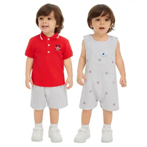 Little Me Baby 3-Piece Dresswear Set - Tan Stripe Safari Animals, 18m