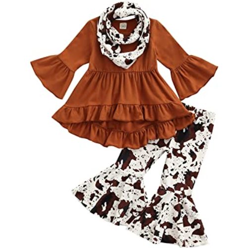 Emmababy Long Sleeve Outfit T-Shirt + Flare Pants Bell-Bottom