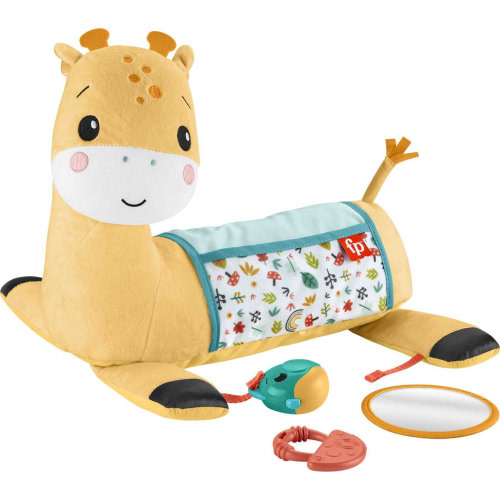Fisher-Price Baby Toy, 3-in-1 Tummy Time Giraffe Wedge with Rattle Teether for Newborns & Mirror, Unisex