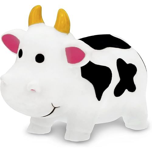 Dollibu Cow Bath Water Squirter Toy - Floating White Rubber Bath Toy, Cool Animal Squirting Bathtime Play Water Toy for Toddlers, Cute Farm Animal Bath Toys for Bathtub and Pool for Girls and Boys