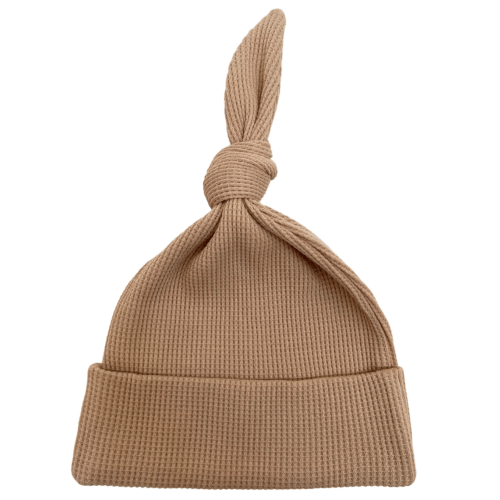 Organic Waffle Knot Beanie, Tan