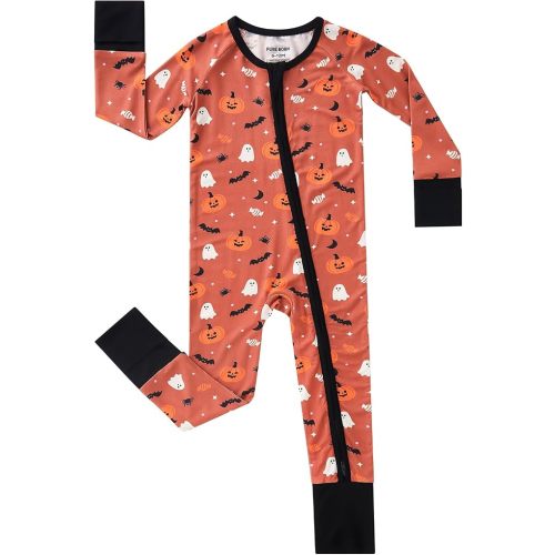 pureborn Baby Sleeper Viscose from Bamboo Zipper Footies Pjs 0-24 Months | Buttery soft, 2 way zipper, breathable, infant boy girl, fold-over mittens & foot cuffs, all-season, comfort, snug, unisex