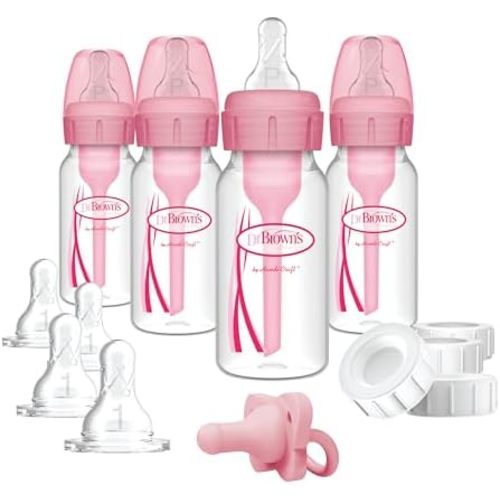 Dr. Brown's Narrow Breast to Bottle Pump & Store Feeding Set, Pink, 0m+
