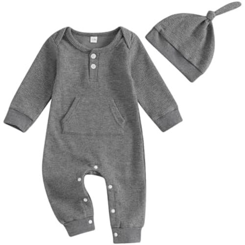Kuriozud Newborn Infant Unisex Baby Boy Girl Clothes Button Romper Jumpsuit Basic One Piece Outfits