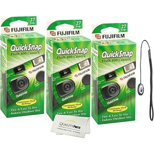 Fujifilm QuickSnap Flash 400 Disposable 35mm Camera + Quality Photo Microfiber Cloth