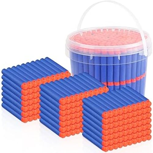 Pokiiulk Refill Darts Bullets Compatible with Nerf Guns N-Strike Elite Series, 300PCS Refill Darts Premium Foam Bullets Pack with Portable Storage Bucket