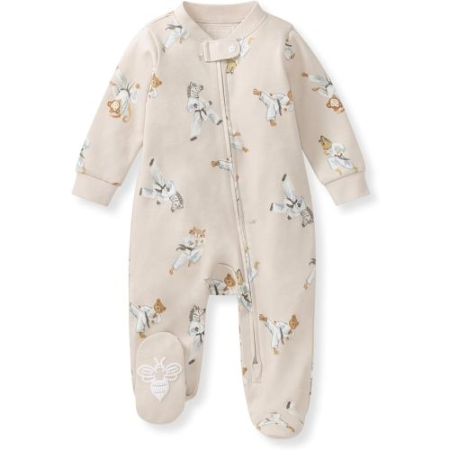 Burt's Bees Baby Boys Sleep and Play PJs, 100% Organic Cotton One-Piece Zip Front Romper Jumpsuit Pajamas