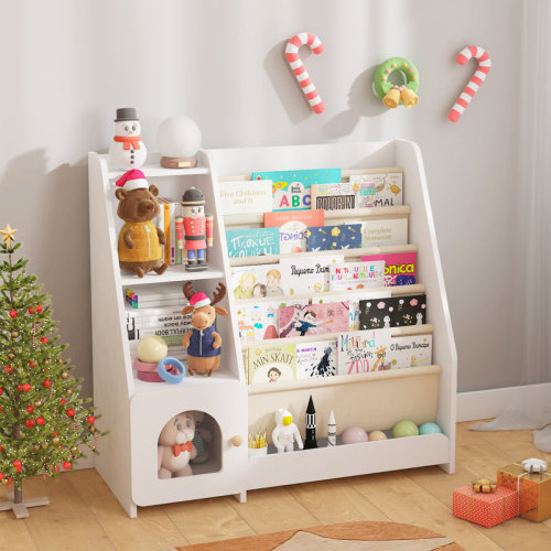 Latitude Run® Chitara 5-Tier Book Display Bookcase Bookshelf with Storage Organizer | Wayfair