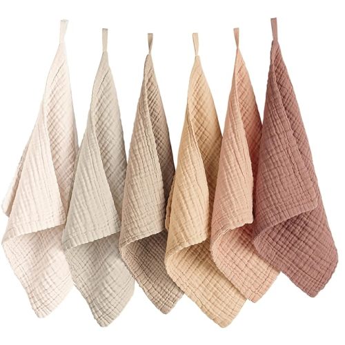 Konssy 6 Pack Face Cloths, Soft Wash Cloth for Washing Face, Cotton Face Towels for Sensitive Skin Women Facial Makeup Remover Reusable Absorbent Washcloths (11 x 11 Inch)