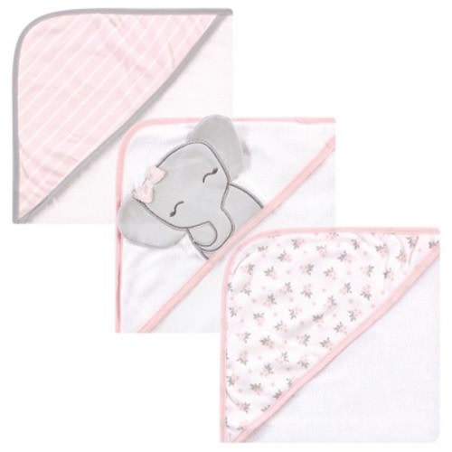 Hudson Baby Infant Girl Cotton Rich Hooded Towels, Cute Elephant, One Size
