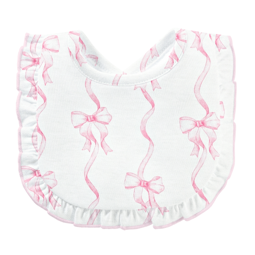 Coquette Bows Printed Bib w Ruffle