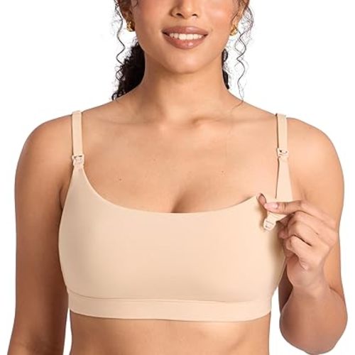 MOMANDA Cotton Nursing Sleep Bras for Breastfeeding Seamless Maternity Bralettes Ultra Soft with Pads