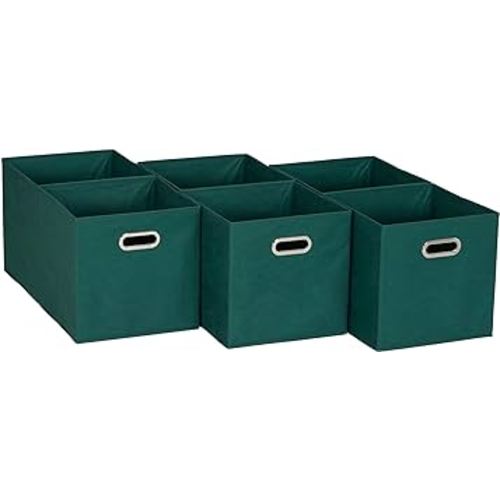 Household Essentials Green 6 ct Open Fabric Cube Storage Bins, Forest