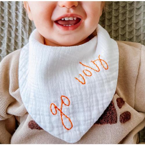 Tennessee Inspired Football Game Day Bib - hand embroidered