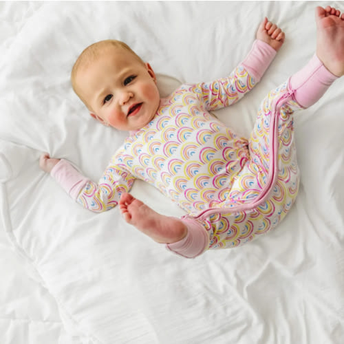 Pastel Rainbows Crescent Zippy - Little Sleepies