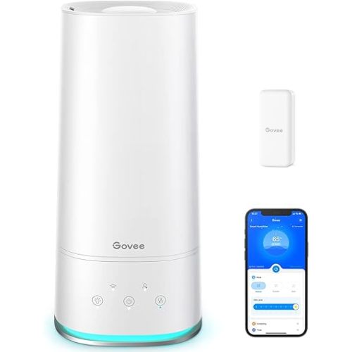 Govee 4L Smart Humidifiers for Bedroom with Hygrometer Thermometer, Top Fill Cool Mist Humidifier, WiFi Voice & Remote Control, Auto Mode, Air Humidifier for Baby and Plants, Lasts up to 36 Hours