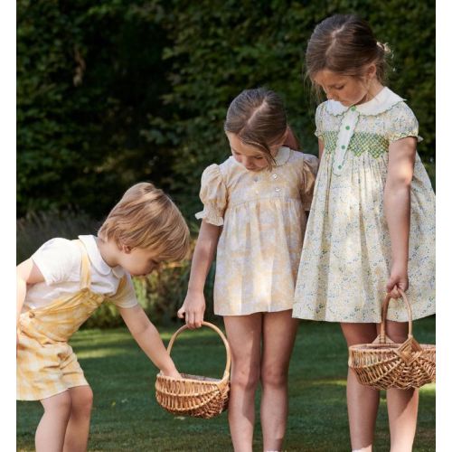 Yellow Floral Carla Baby Girl Hand-Smocked Set | Baby Outfits | La Coqueta Kids