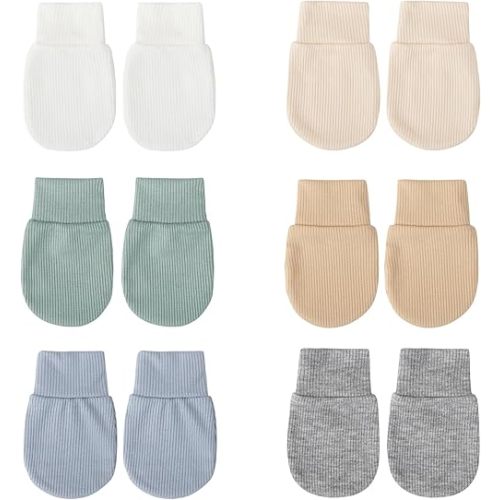 BQUBO Baby Mittens No Scratch Mittens Newborn Infant Mittens Elastic Wrist Gloves for 0-6 Months Baby Boys Girls