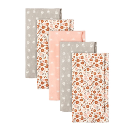 Modern Moments by Gerber Mantas de Franela para Bebés y Niñas Pequeñas, Paquete de 5, Color Marfil Floral