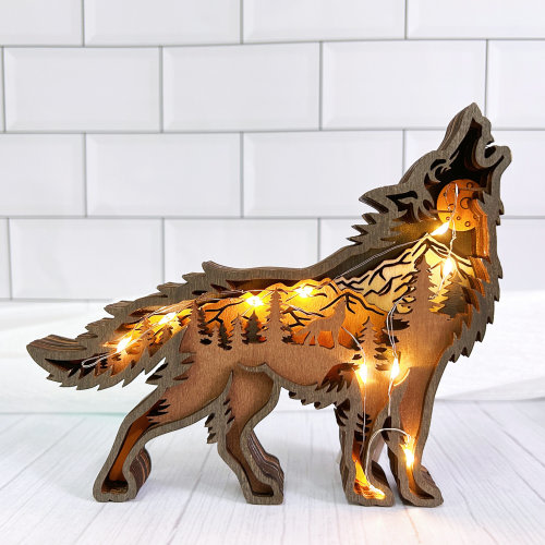 3D Carved Wooden Wolf Lamp Illuminates Your Space-Masterpiece Of Artistic Decoration/Thoughtful Gift!, Holiday Gifts,Anniversary Gifts,