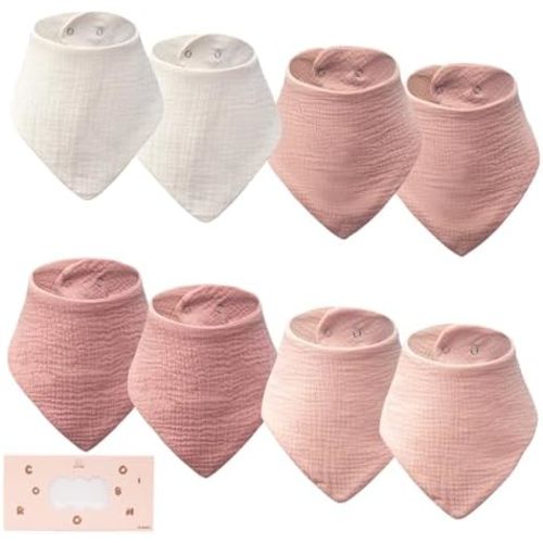 Baby Bibs 8-Pack - Adjustable Cotton Drool Bibs, Waterproof & Absorbent for Newborn to Toddler, Unisex Boys & Girls