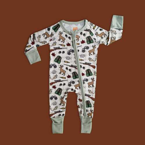 Deer Hunting Baby Bamboo Zip Up Pajamas