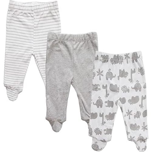 Spasilk Baby Boys' 3 Pack Cotton Pull on Footed Pants