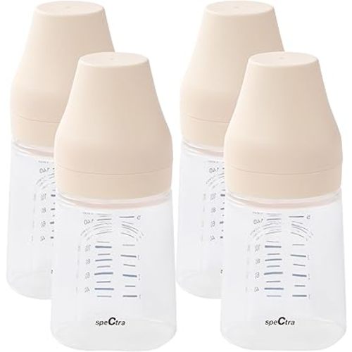 Spectra - Wide Neck Baby Bottles - Compatible with Spectra Breast Milk Pump Flanges (Pack of 4)