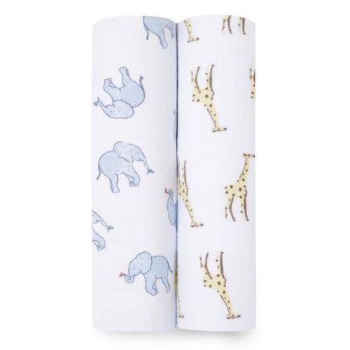 Aden + Anais™ Essentials 2-Pack Swaddles - Cotton Muslin - Safari