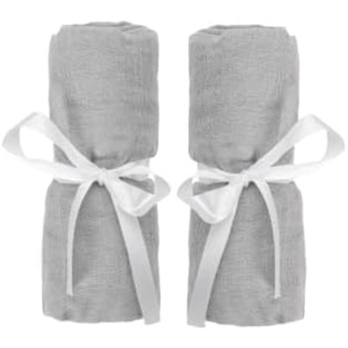 Newton Baby Fitted Sheets for Travel Crib & Play Yard Floor Pad (2-Pack) - Ultra-Breathable, Washable and Ultra-Soft, 100% Muslin Cotton, 34" x 48", Grey