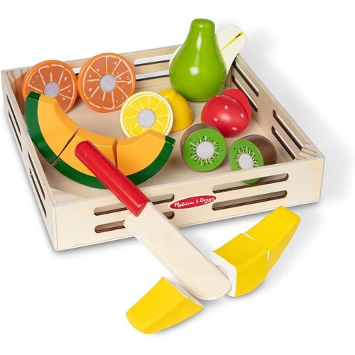 Melissa & Doug Cutting Fruit Set - Wooden Play Food Kitchen Accessory, Multi - Pretend Play Accessories, Wooden Cutting Fruit Toys For Toddlers And Kids Ages 3+