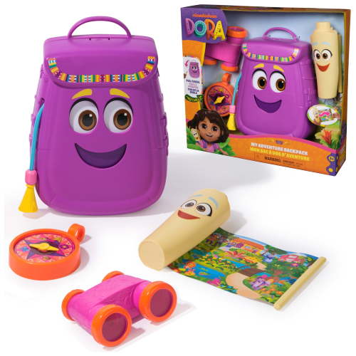 Dora the Explorer, My Adventure Backpack, with Collectible Map, Toy Binoculars & Compass, for Children 3 and up