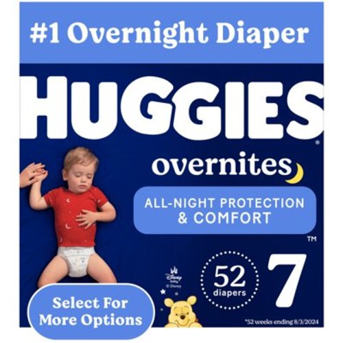 Huggies Overnites Nighttime Diapers, Size 7, 52 Count, Extra Absorbency for Night