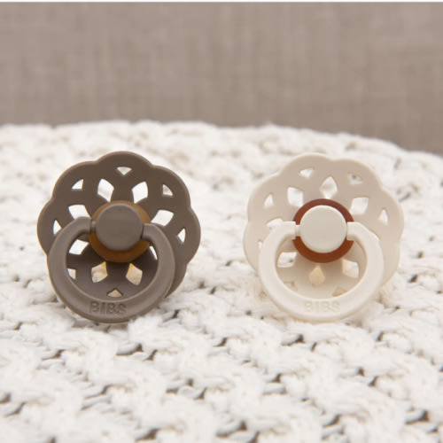 Madeline Pacifier Set | Ivory & Dark Oak – Baby Beau and Belle