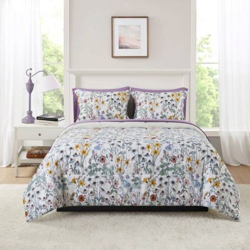 Mainstays 7 Piece Reversible Bed in a Bag Comforter Set with Sheets, Floral, Full
