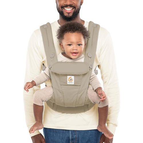 Ergobaby Omni Dream All Carry Positions SoftTouch Cotton Baby Carrier Newborn to Toddler with Enhanced Lumbar Support (7-45 lb), Soft Olive