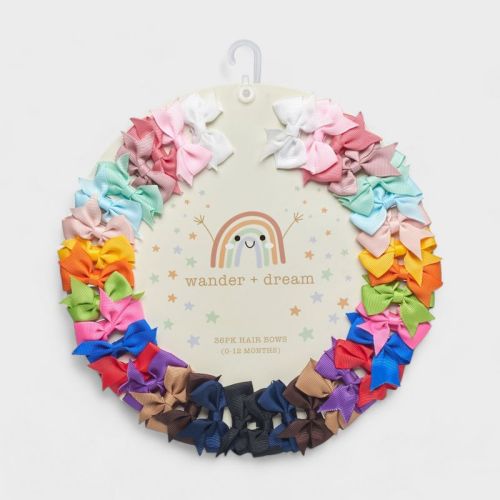 Wander & Dream Baby Hair Bows 36-pack Ribbon Hair Clips For Newborns & Infants (0-12 Months)- Assorted Colors, Non-slip Alligator Clips, 36pcs