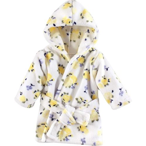 Luvable Friends Unisex Baby Plush Bathrobe, Yellow Floral, 0-9M