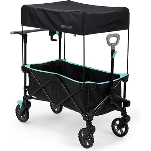 Summer by Ingenuity Pop 'N Ride Lightweight Stroller Wagon - Face-to-Face Seats for 2 with 3-Point Harnesses & Sun Canopy