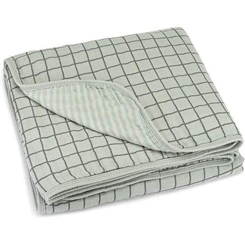 Parker Baby Muslin Blanket | 100% Soft Cotton Toddler Quilt & Baby Muslin Swaddle | Gender Neutral Design 47" x 47" Blanket