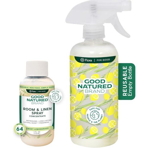 Room & Linen Spray Concentrate + 16oz Bottle | Essential Oil Air Freshener | Bed & Pillow Mist | No Aerosol | Long-Lasting Scent Sweet Lemongrass | 4oz Concentrate Makes 64oz Spray - 63 Fl Oz (Pack of 1)
