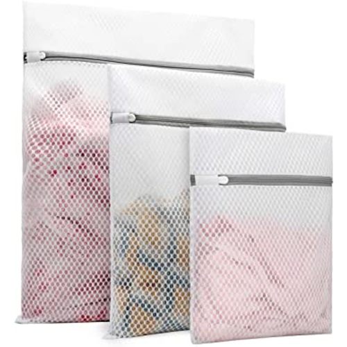 3Pcs Durable Honeycomb Mesh Laundry Bags for Delicates (1 Large 16 x 20 Inches, 1 Medium 12 x 16 Inches, 1 Small 9 x 12 Inches)