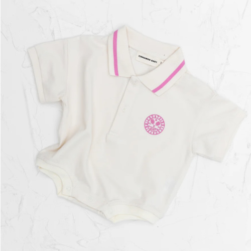Polo Tshirt Romper - Baby Pink