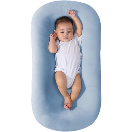Baby Lounger Soft Organic Cotton Breathable Lounger for Newborn, Baby Lounger for Newborn, Infant Lounger for Baby Rest & Activity (Bean Blue)
